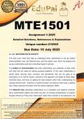 MTE1501 Assignment 3 &lpar;COMPLETE ANSWERS&rpar; 2025 &lpar;212545&rpar; - DUE 15 July 2025