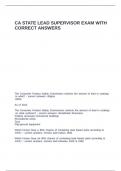 CA STATE LEAD SUPERVISOR EXAM WITH CORRECT ANSWERS