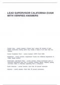 LEAD SUPERVISOR CALIFORNIA EXAM WITH VERIFIED ANSWERS