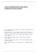 LEAD SUPERVISOR EXAM WITH COMPLETE SOLUTIONS