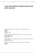 LEAD ABATEMENT SUPERVISOR EXAM 100- SOLVED