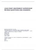 LEAD PAINT ABATEMENT SUPERVISOR REVIEW QUESTIONS AND ANSWERS