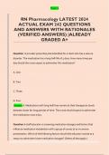 RN Pharmacology LATEST 2024  ACTUAL EXAM 242 QUESTIONS  AND ANSWERS WITH RATIONALES  &lpar;VERIFIED ANSWERS&rpar; &vert;ALREADY  GRADED A&plus; 