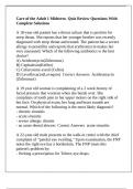 Care of the Adult 1 Midterm- Quiz Review Questions With Complete Solutions