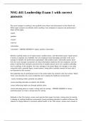 NSG 441 Leadership Exam 1 with correct answers