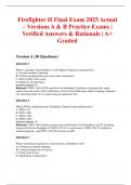 Firefighter II Final Exam 2025 Actual &ndash; Versions A & B Practice Exams &vert; Verified Answers & Rationale &vert; A&plus; Graded