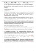 Air Methods Critical Care Review &vert; Medical Emergencies UPDATED ACTUAL Exam Questions and CORRECT Answers