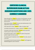 CERTIFIED CLINICAL SUPERVISOR EXAM ACTUAL 2025&sol;2026 QUESTIONS AND 100&percnt; CORRECT ANSWERS