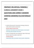 Compilation bundle for PROPHECY RN CRITICAL THINKING &sol; CLINICAL JUDGMENT EXAMS QUESTIONS AND CORRECT ANSWERS &lpar;VERIFIED ANSWERS&rpar; PLUS RATIONALES 2025