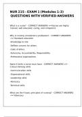 NUR 215 - EXAM 1 &lpar;Modules 1-3&rpar; QUESTIONS WITH VERIFIED ANSWERS