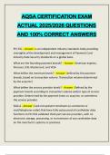 AQSA CERTIFICATION EXAM ACTUAL 2025&sol;2026 QUESTIONS AND 100&percnt; CORRECT ANSWERS
