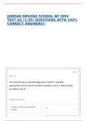 JORDAN DRIVING SCHOOL NC DMV TEST SG &lpar;1-25&rpar; QUESTIONS WITH 100&percnt; CORRECT ANSWERS&excl;&excl;