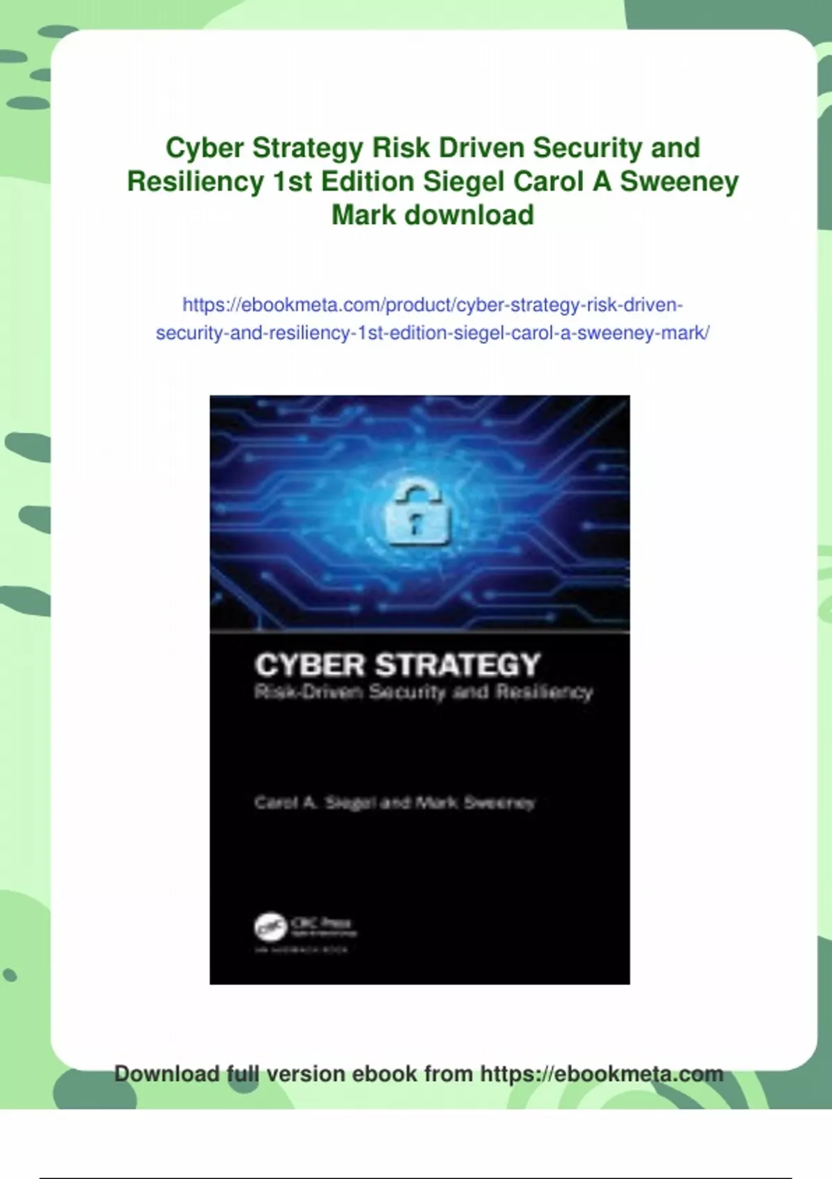 Summary Cyber Strategy Risk Driven Security and Resiliency 1st Edition ...