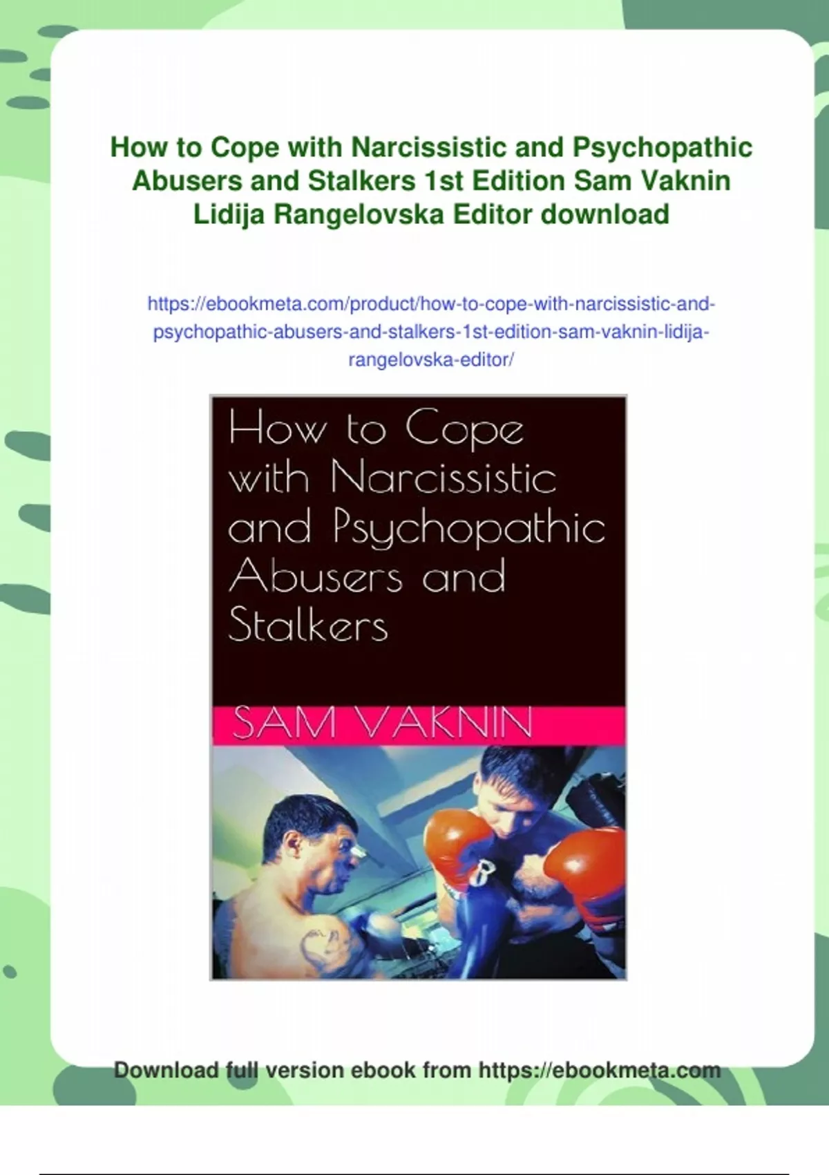 Samvak Inj Summary How to Cope with Narcissistic and Psychopathic Abusers and ...