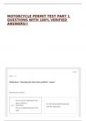 MOTORCYCLE PERMIT TEST PART 1 QUESTIONS WITH 100&percnt; VERIFIED ANSWERS&excl;&excl;