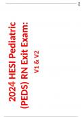 HESI RN PEDS Actual - Nursing - &lpar;PEDS&rpar; RN Exit Exam V1 & V2 Questions with complete answers latest