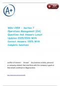 WGU C954 - Section 7 Operations Management &lpar;OA&rpar; Questions And Answers Latest Updates 2025&sol;2026 With Correct Answers 100&percnt; With Complete Solutions