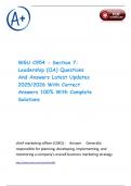 WGU C954 - Section 7&colon; Leadership &lpar;OA&rpar; Questions And Answers Latest Updates 2025&sol;2026 With Correct Answers 100&percnt; With Complete Solutions