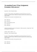 Accounting Exam 2 Prep Assignment Formulas with answers