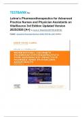 TESTBANK for Lehne&rsquo;s Pharmacotherapeutics for Advanced Practice Nurses and Physician Assistants on VitalSource 3rd Edition Updated Version 2025&sol;2026 &lbrack;A&plus;&rsqb;  by Laura D&period; Rosenthal &comma;Jacqueline Rosenjack Burchum DNSc  &lpar;Authors&rpar;