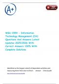 WGU C954 - Information Technology Management &lpar;OA&rpar; Questions And Answers Latest Updates 2025&sol;2026 With Correct Answers 100&percnt; With Complete Solutions