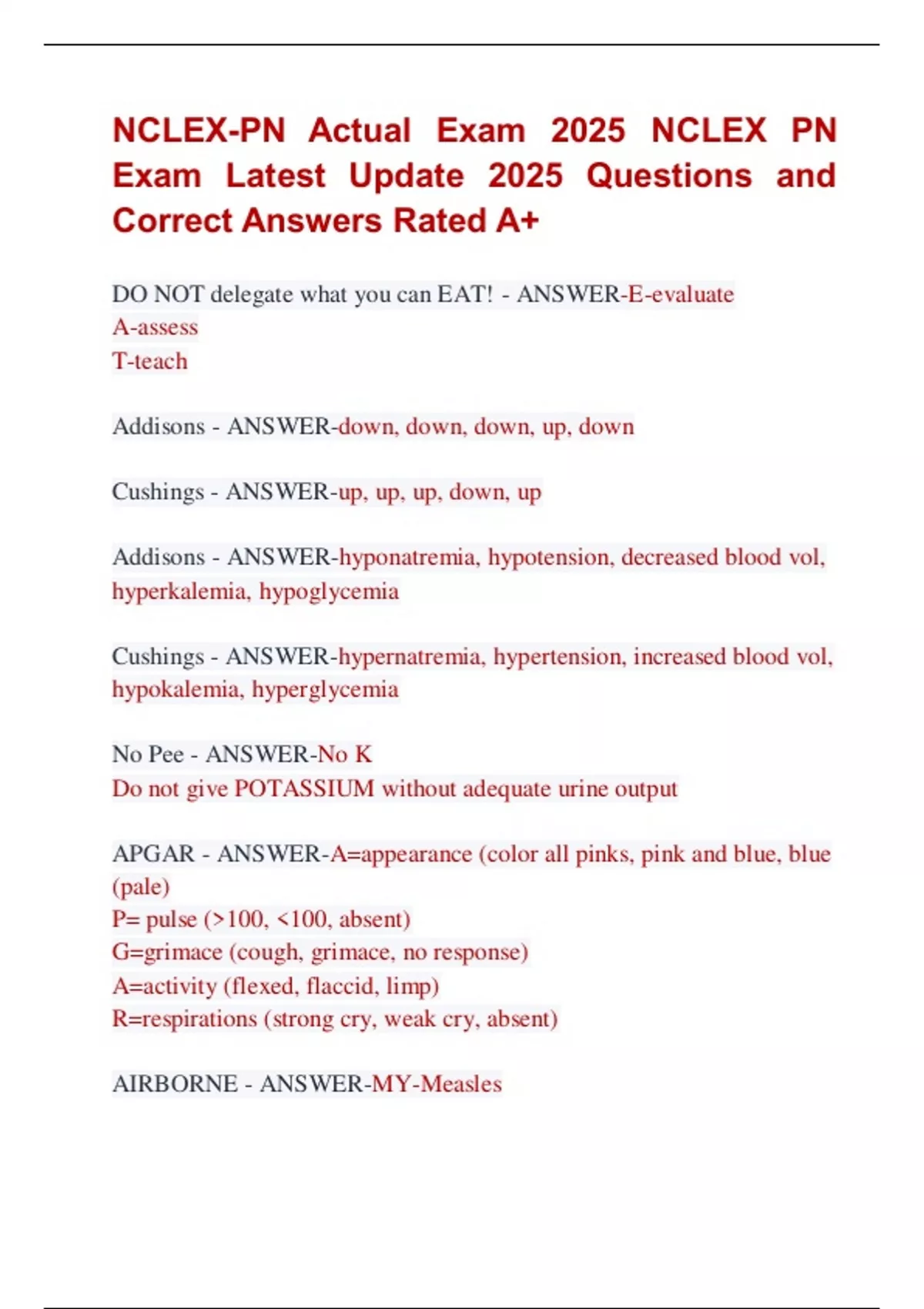 NCLEX-PN Actual Exam 2025 NCLEX PN Exam Latest Update 2025 Questions ...