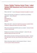 Future Soldier Training Actual Exam Latest  Update 2025 Questions and Correct Answers  Rated A&plus; 