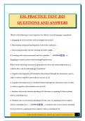 ESL PRACTICE TEST 2025 QUESTIONS AND ANSWERS