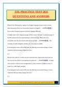 ESL PRACTICE TEST 2025 QUESTIONS AND ANSWERS