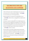 ESL PRACTICE TEST 2025 QUESTIONS AND ANSWERS