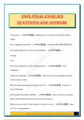 ESOL FINAL EXAM 2025 QUESTIONS AND ANSWERS