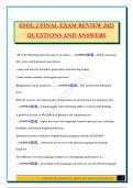 ESOL 2 FINAL EXAM REVIEW 2025 QUESTIONS AND ANSWERS
