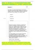 HESI 101 MODULE 3 EXAM QUESTIONS AND ANSWERS GRADED A&plus; LATEST UPDATE 2022