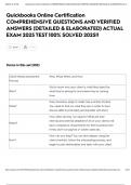 Quickbooks Online Certification COMPREHENSIVE QUESTIONS AND VERIFIED ANSWERS &lpar;DETAILED & ELABORATED&rpar; ACTUAL EXAM 2025 TEST 100&percnt; SOLVED 2025&excl;&excl;