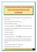 TEXAS FOOD SAFETY MANAGERS TEST 2025 QUESTIONS AND ANSWERS