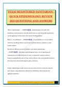 TEXAS REGISTERED SANITARIAN - QUICK EPIDEMIOLOGY REVIEW 2025 QUESTIONS AND ANSWERS