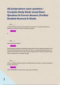 AZ jurisprudence exam questions &sol; Complete Study Guide &sol;actual Exam Questions & Correct Answers &lpar;Verified Detailed Answers&rpar; A Grade&period;         