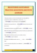 REGISTERED SANITARIAN PRACTICE QUESTIONS 2025 WITH ANSWERS