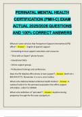 PERINATAL MENTAL HEALTH CERTIFICATION &lpar;PMH-C&rpar; EXAM ACTUAL 2025&sol;2026 QUESTIONS AND 100&percnt; CORRECT ANSWERS