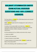 WALMART STORMWATER SWPPP EXAM ACTUAL 2025&sol;2026 QUESTIONS AND 100&percnt; CORRECT ANSWERS