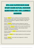 EPA LEAD SUPERVISOR EXAM STUDY GUIDE ACTUAL 2025&sol;2026 QUESTIONS AND 100&percnt; CORRECT ANSWERS