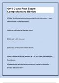 Gold Coast Real Estate Comprehensive Review Questions And Answers &vert; A&plus; Rated