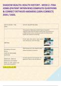 SHADOW HEALTH&colon; HEALTH HISTORY - WEEK 2 -TINA JONES &lpar;PATIENT INTERVIEW&rpar; COMPLETE QUESTIONS & CORRECT DETAILED ANSWERS &lpar;100&percnt; CORRECT&rpar; 2025 &sol; 2026&period;  