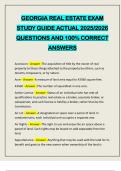 GEORGIA REAL ESTATE EXAM STUDY GUIDE ACTUAL 2025&sol;2026 QUESTIONS AND 100&percnt; CORRECT ANSWERS