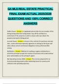 BUNDLE FOR GEORGIA REAL ESTATE EXAMS 2025&sol;2026 Q&A 100&percnt; PASS