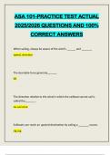 ASA 101-PRACTICE TEST ACTUAL 2025&sol;2026 QUESTIONS AND 100&percnt; CORRECT ANSWERS