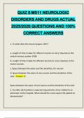 QUIZ 8 MS11 NEUROLOGIC DISORDERS AND DRUGS ACTUAL 2025&sol;2026 QUESTIONS AND 100&percnt; CORRECT ANSWERS