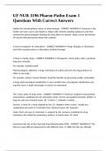 UF NUR 3196 Pharm-Patho Exam 1 Questions With Correct Answers