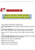 MEDICAL BILLING & CODING 2025&sol;2026 Questions and Answers Already Passed