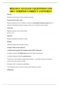 IOLOGY 123 EXAM 3 QUESTIONS AND 100&percnt; VERIFIED CORRECT ANSWERS&excl;